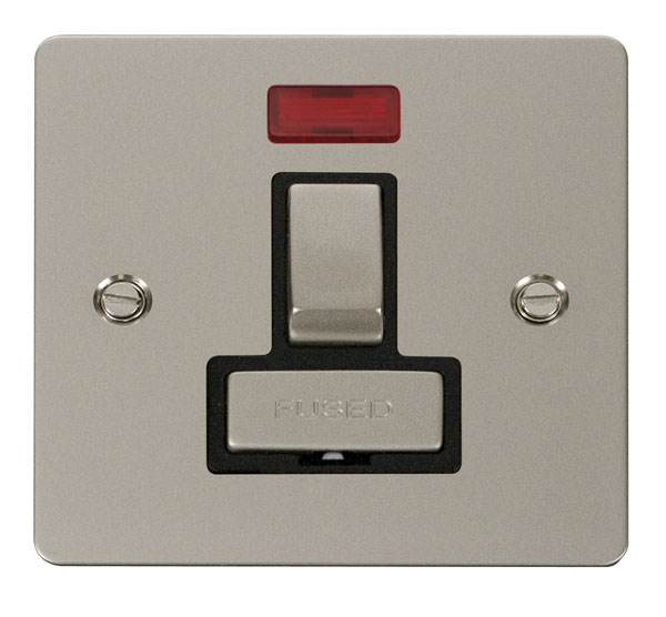 Click Define Pearl Nickel Switched Fused Spur with Neon FPPN752BK