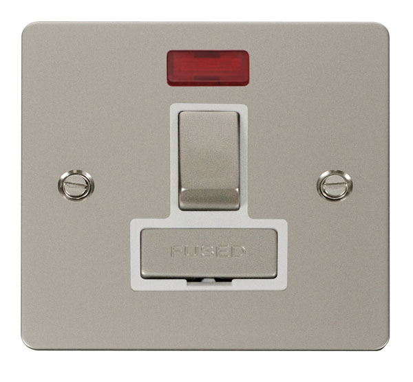 Click Define Pearl Nickel Switched Fused Spur with Neon FPPN752WH