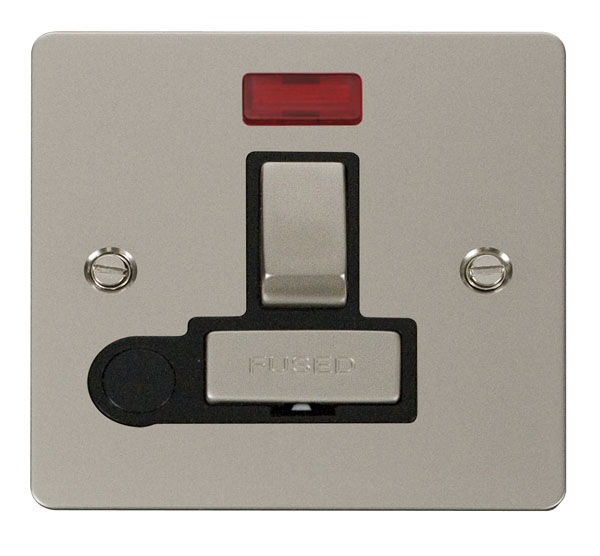 Click Define Pearl Nickel Switched Fused Spur with Neon and Flex Outlet FPPN552BK