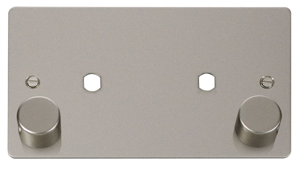 Click Define Pearl Nickel Twin Dimmer Plate 1630W Max FPPN186