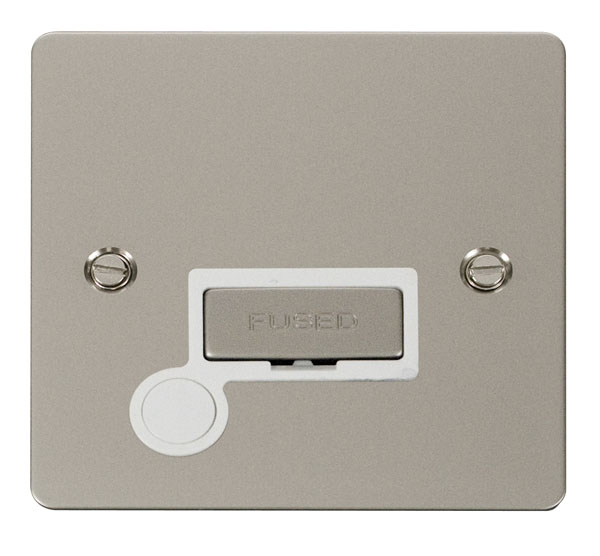 Click Define Pearl Nickel Unswitched Fused Spur with Flex Outlet FPPN550WH