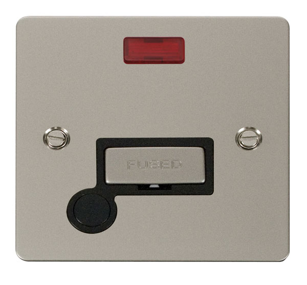 Click Define Pearl Nickel Unswitched Fused Spur with Neon and Flex Outlet FPPN553BK