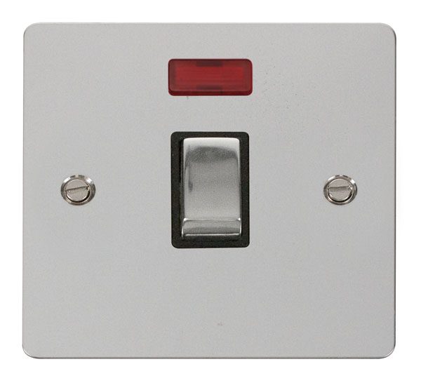 Click Define Polished Chrome 20A Double Pole Switch with Neon FPCH723BK
