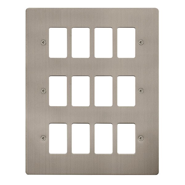 Click Define Stainless Steel 12 Gang Grid Pro Front Plate FPSS20512