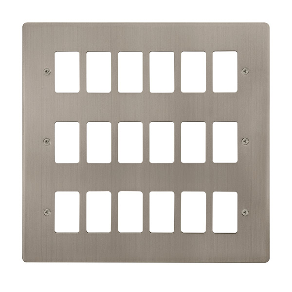 Click Define Stainless Steel 18 Gang Grid Pro Front Plate FPSS20518