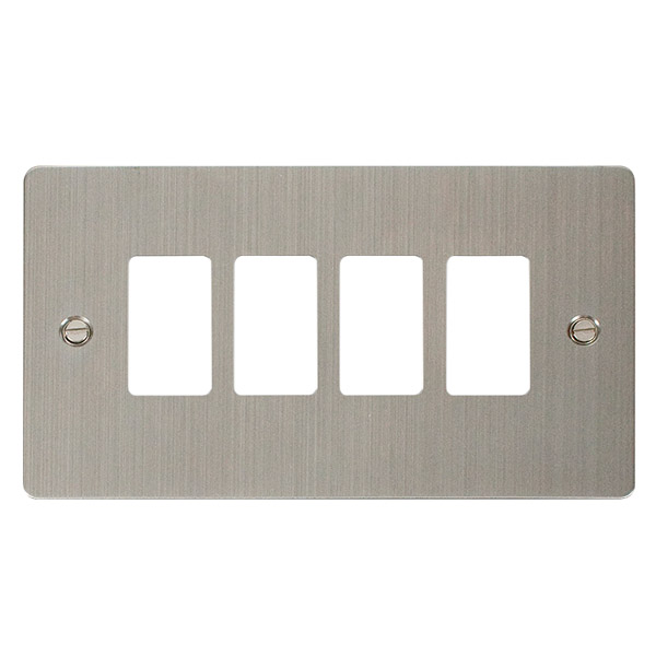 Click Define Stainless Steel 4 Gang Grid Pro Front Plate FPSS20404