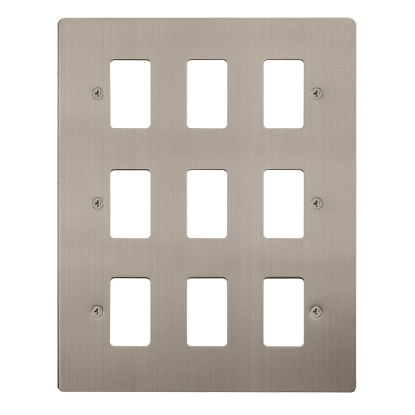 Click Define Stainless Steel 9 Gang Grid Pro Front Plate FPSS20509
