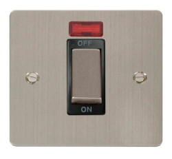 Click Define Stainless Steel 1 Gang 45A Double Pole Switch with Neon FPSS501BK