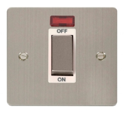 Click Define Stainless Steel 1 Gang 45A Double Pole Switch with Neon FPSS501WH