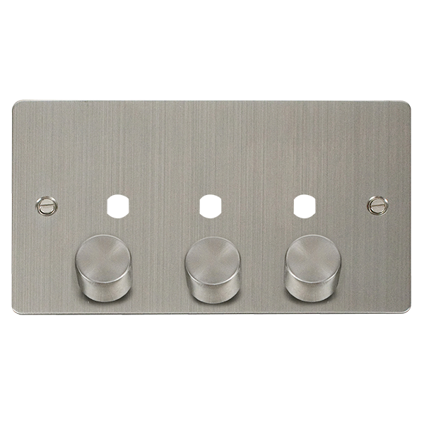 Click Define Stainless Steel 3 Gang Empty Dimmer Plate FPSS153PL