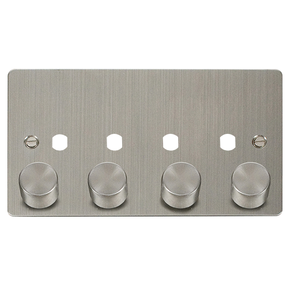 Click Define Stainless Steel 4 Gang Empty Dimmer Plate FPSS154PL