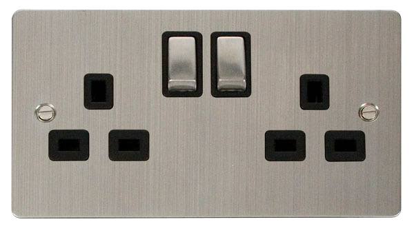 Click Define Stainless Steel Double Switched Socket FPSS536BK