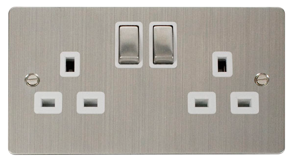 Click Define Stainless Steel Double Switched Socket FPSS536WH