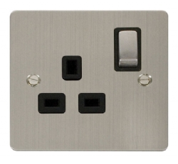 Click Define Stainless Steel Single Switched Socket FPSS535BK