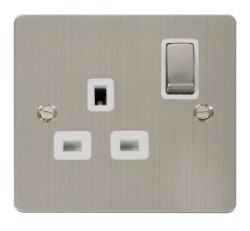 Click Define Stainless Steel Single Switched Socket FPSS535WH