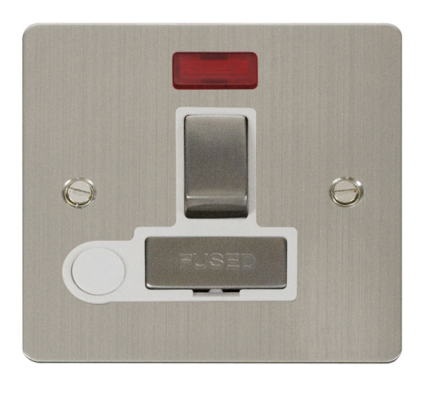 Click Define Stainless Steel Switched Fused Spur with Neon and Flex Outlet FPSS552WH