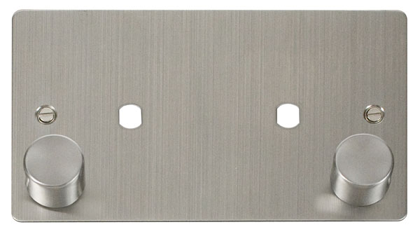 Click Define Stainless Steel Twin Dimmer Plate 1630W Max FPSS186