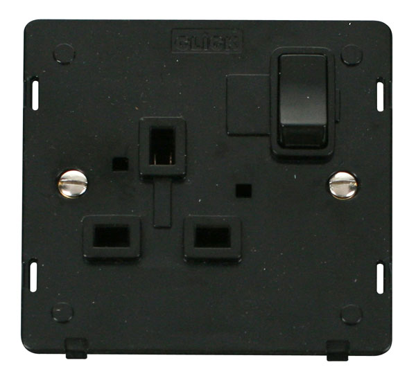 Click Definity 1 Gang DP Switched Socket Outlet Insert SIN035BK
