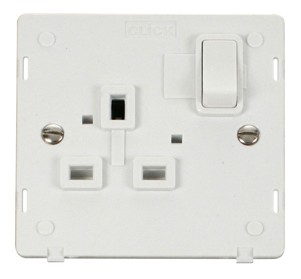 Click Definity 1 Gang DP Switched Socket Outlet Insert SIN035PW