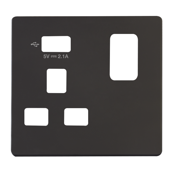 Click Definity 1 Gang USB Switched Socket Cover Plate SCP471UBK