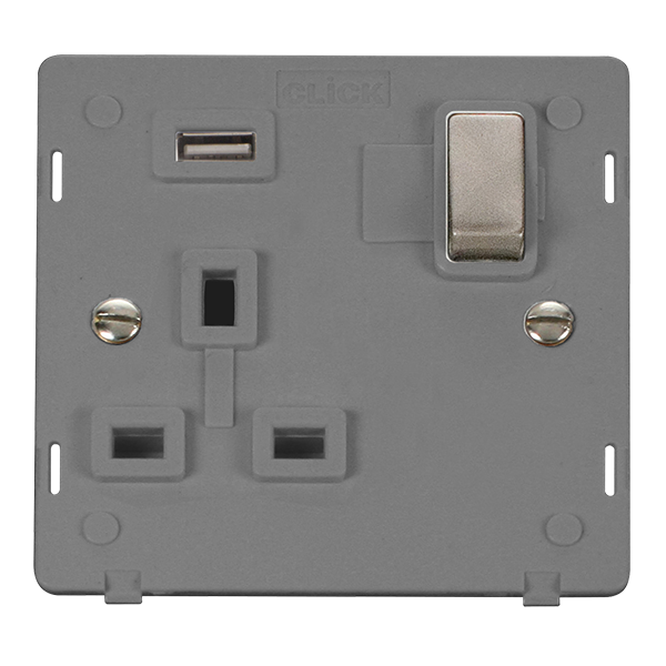 Click Definity 1 Gang USB Switched Socket Insert SIN571UGYBS