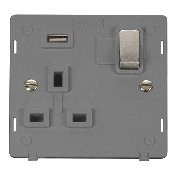 Click Definity 1 Gang USB Switched Socket Insert SIN571UGYSS