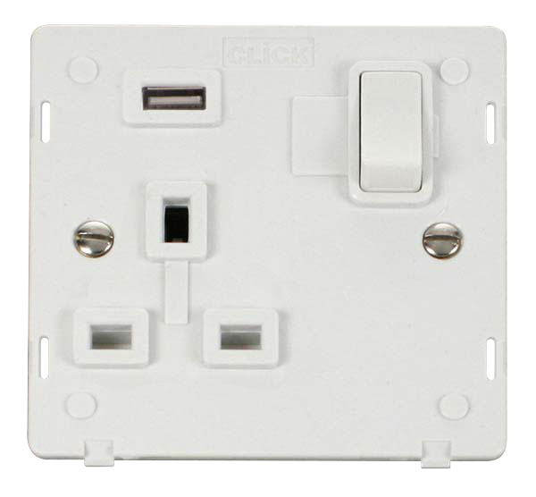 Click Definity 1 Gang USB Switched Socket Insert SIN771UPW