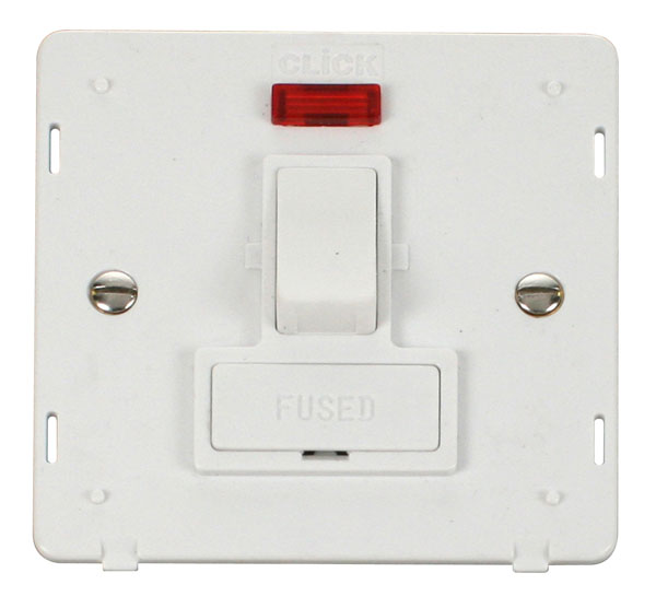 Click Definity 13A Switched Fused Spur with Neon Insert SIN652PW
