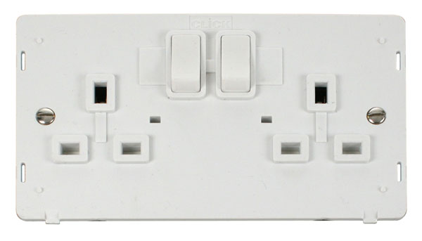 Click Definity 2 Gang DP Switched Socket Outlet Insert SIN036PW