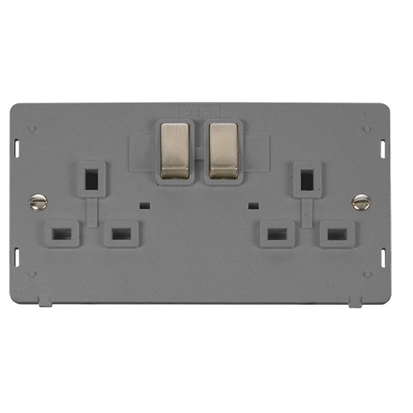Click Definity 2 Gang Switched Socket Outlet Insert SIN536GYBS