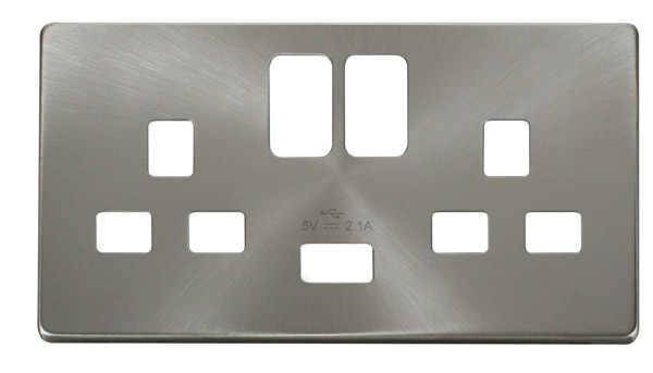 Click Definity 2 Gang USB Switched Socket Cover Plate SCP470BS