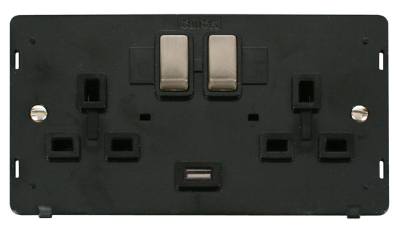 Click Definity 2 Gang USB Switched Socket Insert SIN570BKBS