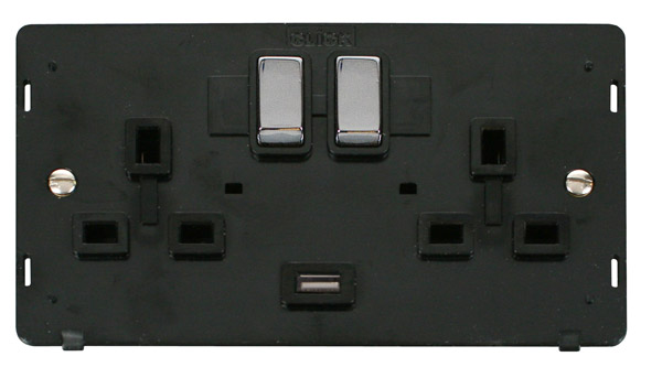 Click Definity 2 Gang USB Switched Socket Insert SIN570BKCH
