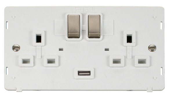 Click Definity 2 Gang USB Switched Socket Insert SIN570PWBS