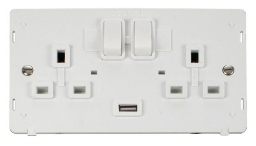 Click Definity 2 Gang USB Switched Socket Outlet Insert SIN770PW