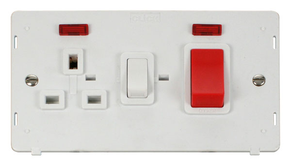 Click Definity 45A Cooker Switch with Neon & 13A Socket SIN205PW