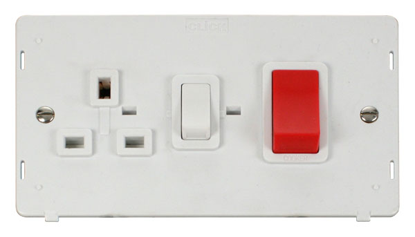 Click Definity 45A DP Cooker Switch with 13A Socket SIN204PW