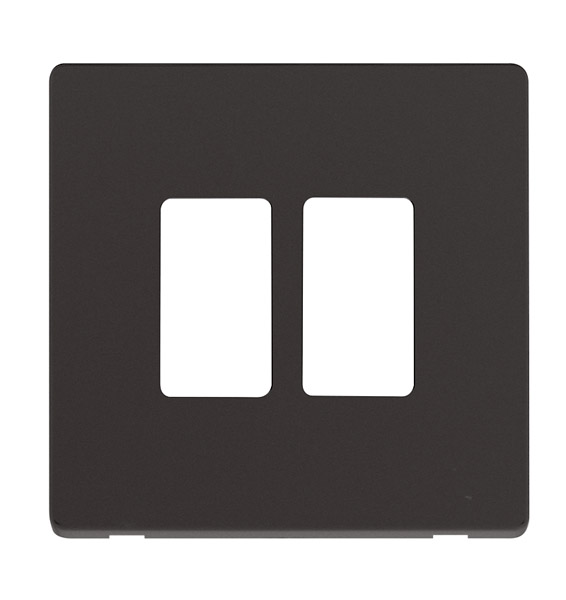 Click Definity Black 2 Gang Grid Pro Front Plate SCP20402BK