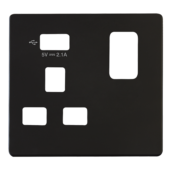Click Definity Metal Black 1G USB Socket Cover Plate SCP471UMB