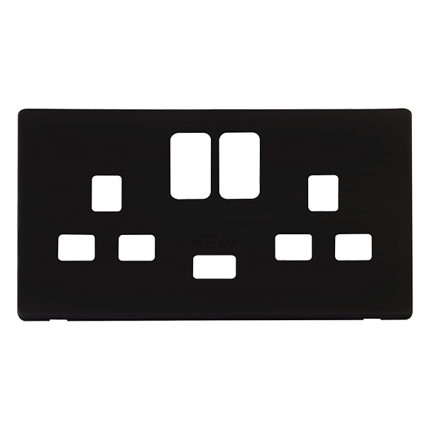 Click Definity Metal Black 2G USB Socket Cover Plate SCP470MB