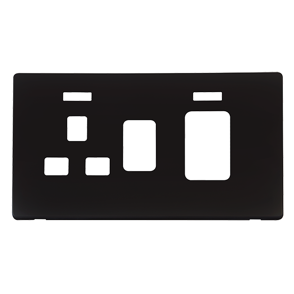 Click Definity Metal Black 45A Cooker Switch with 13A Socket Cover Plate with Neon SCP205MB