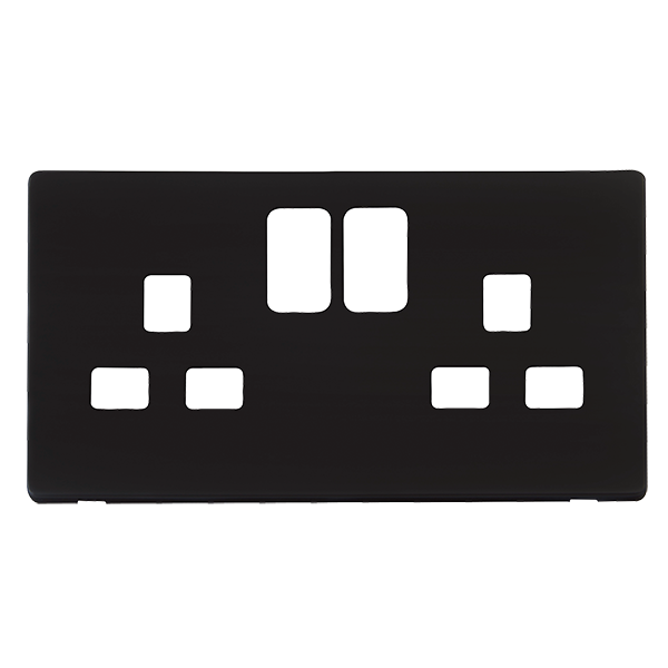 Click Definity Metal Black Double Socket Cover Plate SCP436MB