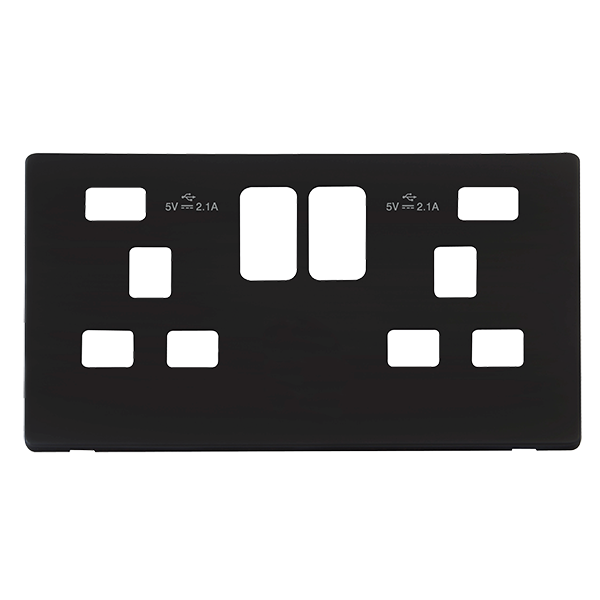 Click Definity Metal Black Twin USB Socket Cover Plate SCP480MB