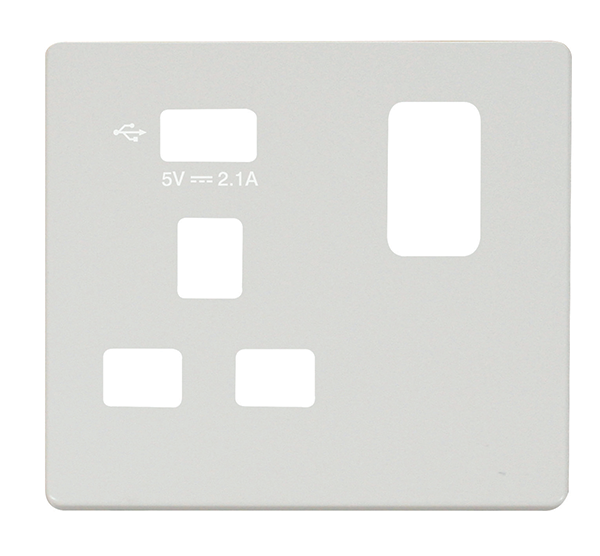 Click Definity Metal White 1G USB Socket Cover Plate SCP471UMW