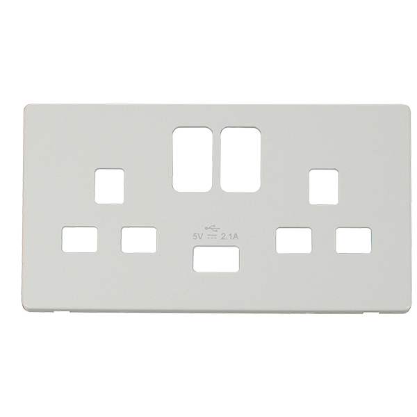 Click Definity Metal White 2G USB Socket Cover Plate SCP470MW
