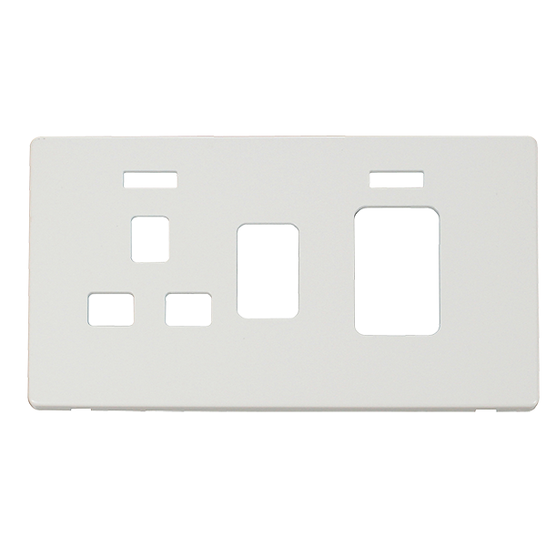 Click Definity Metal White 45A Cooker Switch with 13A Socket Cover Plate with Neon SCP205MW