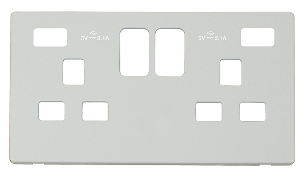 Click Definity Metal White Twin USB Socket Cover Plate SCP480MW