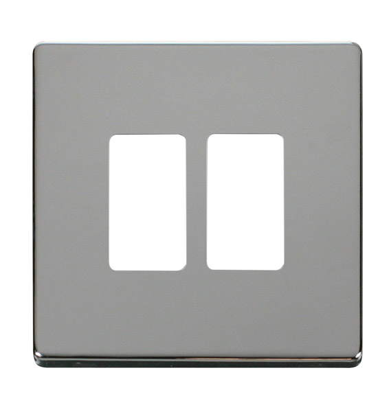 Click Definity Polished Chrome 2 Gang Grid Pro Front Plate SCP20402CH