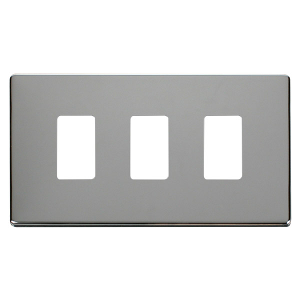Click Definity Polished Chrome 3 Gang Grid Pro Front Plate SCP20403CH