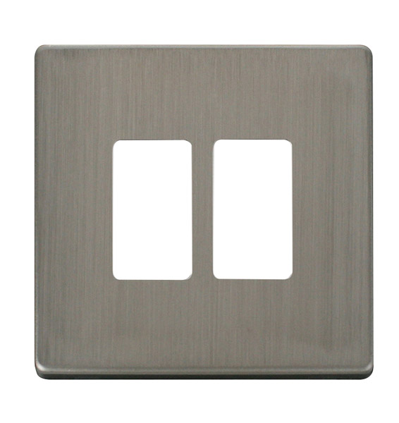 Click Definity Stainless Steel 2 Gang Grid Pro Front Plate SCP20402SS
